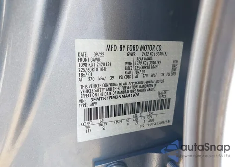 2022 Ford Mustang Mach-E Select z USA, uszkodzony, nr VIN 3FMTK1RMXNMA51976